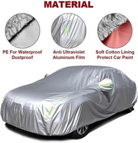 img 3 attached to 🚗 cciyu Universal Car Cover Waterproof 190T Polyester for Most Cars Up to 210”: All-Weather Protection with Mirror Pockets & Reflective Design - Silver Grey