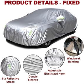 img 1 attached to 🚗 cciyu Universal Car Cover Waterproof 190T Polyester for Most Cars Up to 210”: All-Weather Protection with Mirror Pockets & Reflective Design - Silver Grey