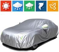 🚗 cciyu universal car cover waterproof 190t polyester for most cars up to 210”: all-weather protection with mirror pockets & reflective design - silver grey logo