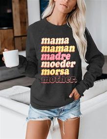 img 2 attached to 👚 Cute and Comfy Mama Sweatshirt: Blooming Jelly Women's Crewneck Long Sleeve Tops with Casual Letter Print - Graphic Pullover for a Stylish Casual Look