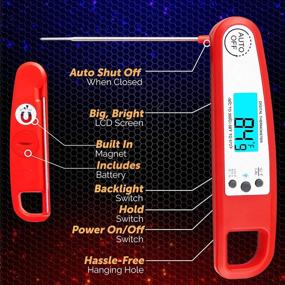 img 1 attached to Water-Resistant Digital BBQ Thermometer - Super Accurate Meat, Food, and Candy Probe for Instantaneous Readings