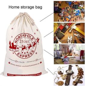 img 3 attached to 🛍️ OurWarm 2Pcs Santa Sacks Canvas Bags: 19x27 Inch Large Christmas Bags for Kids - Xmas Presents Storage with Drawstring