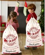 🛍️ ourwarm 2pcs santa sacks canvas bags: 19x27 inch large christmas bags for kids - xmas presents storage with drawstring logo