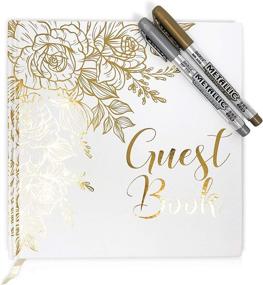 img 4 attached to 🍋 Lemon Sherbet Wedding Guest Book and Photo Album with Gold Foil, Gilded Edges, and Thick White Paper - 32 Pages - Includes Two Metallic Markers