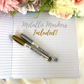 img 2 attached to 🍋 Lemon Sherbet Wedding Guest Book and Photo Album with Gold Foil, Gilded Edges, and Thick White Paper - 32 Pages - Includes Two Metallic Markers