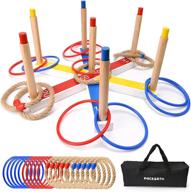 🎯 pacearth ring toss game set - outdoor ring toss game with 7 pegs, carry bag included - perfect children's gift for kids, adults, family and party fun логотип