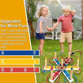 img 3 attached to 🎯 PACEARTH Ring Toss Game Set - Outdoor Ring Toss Game with 7 Pegs, Carry Bag Included - Perfect Children's Gift for Kids, Adults, Family and Party Fun