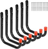 🧲 large j hook wall mounted garage storage utility hooks - heavy duty tools hangers organizer (6 pcs black, 7.1 inches) logo