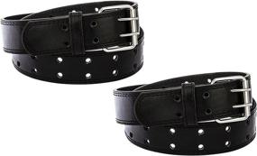 img 1 attached to 👦 Stylish Medium Black Brown Leather Boys' Belt Pack for Fashionable Accessories