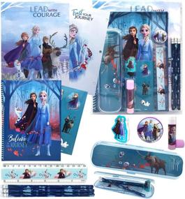 img 3 attached to 🖍️ Набор канцелярских принадлежностей "Disney Frozen 2" для школы - карандаши, ластик, тетрадь, футляр, линейка, папки - учебные принадлежности для детей дошкольного и начального возраста для девочек