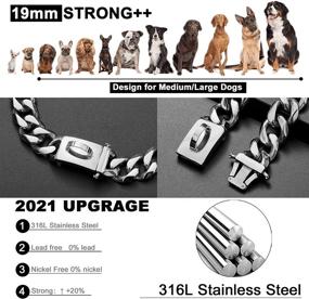 img 3 attached to BMusdog Silver Dog Chain Collar: Stylish, Heavy-Duty, Chew-Proof Walking Collar for Small, Medium & Large Dogs