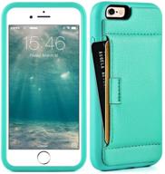 zve wallet case for apple iphone 6s plus iphone 6 plus - mint green, slim leather case with card holder pocket, protective cover 5.5 inch logo