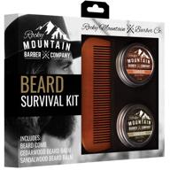 🎁 all-inclusive beard care kit - beard gift set with wooden beard/hair comb, two 1oz beard balms (cedarwood and sandalwood), packaged in gift box logo