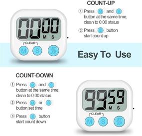 img 2 attached to 🕒 UMIKAkitchen Kitchen Timer: 2 Pack Large Digits Classroom Timer for Kids - Simple Operation Magnetic Timers for Cooking - White