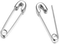 📌 stainless steel punk safety pin cartilage earrings - minimalist hoops for women & teen girls - personalized dangle drop fashion jewelry - hypoallergenic gifts - 33mm (silver) logo