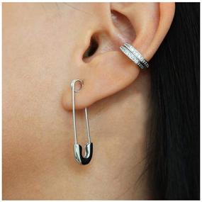 img 3 attached to 📌 Stainless Steel Punk Safety Pin Cartilage Earrings - Minimalist Hoops for Women & Teen Girls - Personalized Dangle Drop Fashion Jewelry - Hypoallergenic Gifts - 33mm (Silver)