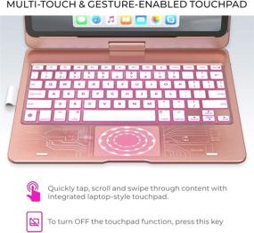 img 2 attached to 📱 iPad Pro 12.9 Keyboard Case 2020/2018 with 10 Color Backlight Touchpad - 7-in-1 iPad Keyboard Case for 4th Gen/3rd Gen, 360°Protection & Rotation - iPad Pro Case with Pencil Holder (Space Rose)