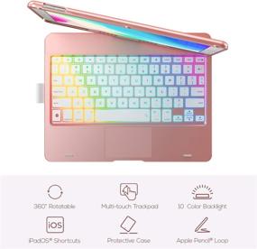 img 1 attached to 📱 iPad Pro 12.9 Keyboard Case 2020/2018 with 10 Color Backlight Touchpad - 7-in-1 iPad Keyboard Case for 4th Gen/3rd Gen, 360°Protection & Rotation - iPad Pro Case with Pencil Holder (Space Rose)