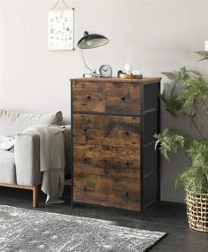 img 3 attached to 🪑 Rustic CASATOCA Tall Dresser: 5 Fabric Drawer Storage Cabinet for Bedroom and Entryway - Sturdy Steel Frame, Wooden Front and Top, Rustic Brown and Black