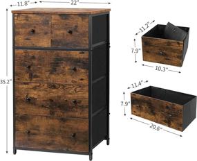 img 2 attached to 🪑 Rustic CASATOCA Tall Dresser: 5 Fabric Drawer Storage Cabinet for Bedroom and Entryway - Sturdy Steel Frame, Wooden Front and Top, Rustic Brown and Black