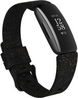 💃 koreda fitbit inspire/inspire hr/inspire 2 bands for women men - shiny glitter silicone strap replacement wristband accessories, soft & durable - black logo