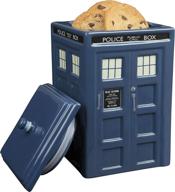 🚀 doctor who tardis cookie jar - collectible ceramic police box with lid - 10 inches tall logo