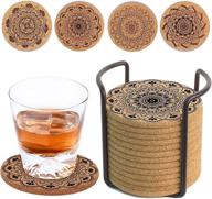 🌿 magnificent mandala: stylish cork coasters with coaster holder logo