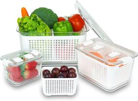 img 4 attached to 🍎 Sbamdon Clear Fruit Storage Containers for Fridge - Small, Medium, Large Produce Containers Saver - Stackable Refrigerator Organizer Bins with Lids - Food Keeper for Salad, Cherry, Vegetable - 3 Pack