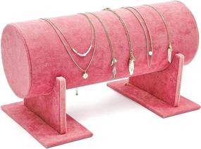 img 4 attached to 🌸 Chic Pink Velvet T-Bar Jewelry Display Stand: Organize and Showcase Your Accessories (12 x 6.5 x 7 Inches)