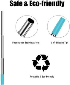 img 3 attached to 🍃 Reusable Collapsible Metal Straws - Funbiz 3 Pack with Plastic Case, Silicone Tip, and Cleaning Brush | Telescopic Stainless Steel Travel Straws in Green, Black, and Grey