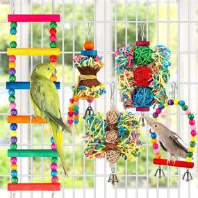 img 3 attached to 🐦 BBjinronjy Bird Parakeet Toys: Foraging, Shredding & Swinging - Ideal Cage Accessories for Parrots, Lovebirds, Cockatiels & Conures