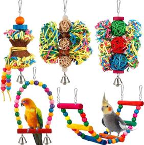 img 4 attached to 🐦 BBjinronjy Bird Parakeet Toys: Foraging, Shredding & Swinging - Ideal Cage Accessories for Parrots, Lovebirds, Cockatiels & Conures