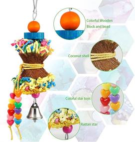 img 2 attached to 🐦 BBjinronjy Bird Parakeet Toys: Foraging, Shredding & Swinging - Ideal Cage Accessories for Parrots, Lovebirds, Cockatiels & Conures