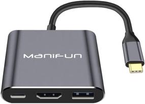 img 4 attached to 🔌 Адаптер Manifun USB C к HDMI с мультипортом, Thunderbolt 3 к HDMI 4K/USB 3.0/USB C кабель для зарядки - Совместим с MacBook Pro, Samsung Galaxy S9/S10/S20/Note 9/Note 10 (серый)