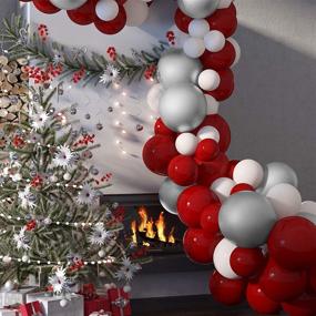 img 2 attached to 🎈 125-pack Soonlyn Christmas Balloon Garland Arch: Red, White, and Silver Candy Cane Balloons with Chrome Latex Balloons Kit for Festive Merry Christmas Party Decorations