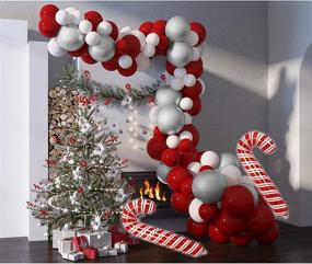 img 1 attached to 🎈 125-pack Soonlyn Christmas Balloon Garland Arch: Red, White, and Silver Candy Cane Balloons with Chrome Latex Balloons Kit for Festive Merry Christmas Party Decorations