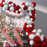 🎈 125-pack soonlyn christmas balloon garland arch: red, white, and silver candy cane balloons with chrome latex balloons kit for festive merry christmas party decorations logo