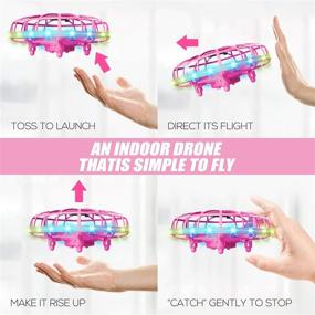 img 3 attached to 🛸 Interactive Hand Operated Mini UFO Drone for Kids and Adults - Music, 3D Flips, Infrared Toss Flight - Hand Free Flying Ball Toy for Indoor/Outdoor, Boys and Girls (Pink)