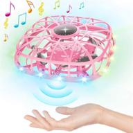 🛸 interactive hand operated mini ufo drone for kids and adults - music, 3d flips, infrared toss flight - hand free flying ball toy for indoor/outdoor, boys and girls (pink) logo