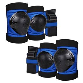 img 4 attached to Geelife Knee Pads Elbow Pads Wrist Guards 3 In 1 Skateboard Protective Gear Set For Rollerblading Skateboarding Cycling Skating Scooter Bike Kids/Adults (Blue