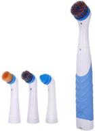 🧽 sonic scrubber household all purpose electric cleaning brush with 4 brush heads for bathroom, kitchen, shoes - white & blue logo