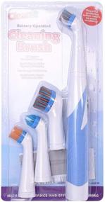 img 1 attached to 🧽 Sonic Scrubber Household All Purpose Electric Cleaning Brush with 4 Brush Heads for Bathroom, Kitchen, Shoes - White & Blue