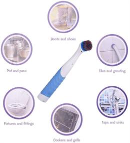 img 2 attached to 🧽 Sonic Scrubber Household All Purpose Electric Cleaning Brush with 4 Brush Heads for Bathroom, Kitchen, Shoes - White & Blue