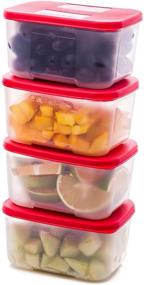 img 4 attached to 🥶 Quicker Defrost - Reusable Freezer Containers with Lids Set 23.5 oz (Pack of 4) - Airtight Plastic Jars for Soups, Leftovers, Meal Prep, and Food Storage