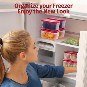 img 3 attached to 🥶 Quicker Defrost - Reusable Freezer Containers with Lids Set 23.5 oz (Pack of 4) - Airtight Plastic Jars for Soups, Leftovers, Meal Prep, and Food Storage