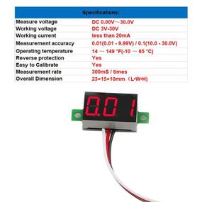 img 1 attached to 🔋 bayite Pack of 5 Three-Wire Calibratable DC 0~30V Red Digital Mini Voltmeter Gauge Tester: Reliable Car/Motorcycle Battery Monitor & Voltage Meter with 0.36" Red LED Display Panel