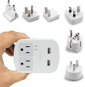 img 3 attached to 🌍 Grounded Dual USB European International Travel Adapter Plug Kit - 2 USA Outlets Input Plugs | Surge Protection Included | Suitable for Europe, Asia, China, USA, South America, and More - by Ceptics