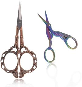 img 4 attached to 🌸 Bihrtc Vintage Plum Blossom Scissors and Classic Crane Design Sewing Scissors - Ideal for Embroidery, Sewing, Crafts, Artwork & Daily Use (Copper + Colorful)