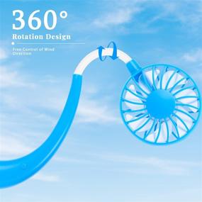 img 3 attached to Rechargeable Personal Hand-Free Neck Fan - Portable USB Wearable Neckband Sport Fan, 3 Speed Adjustable, 360 Degrees Free Rotation - Perfect for Office, Traveling, Reading (Blue)
