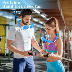 img 1 attached to Rechargeable Personal Hand-Free Neck Fan - Portable USB Wearable Neckband Sport Fan, 3 Speed Adjustable, 360 Degrees Free Rotation - Perfect for Office, Traveling, Reading (Blue)